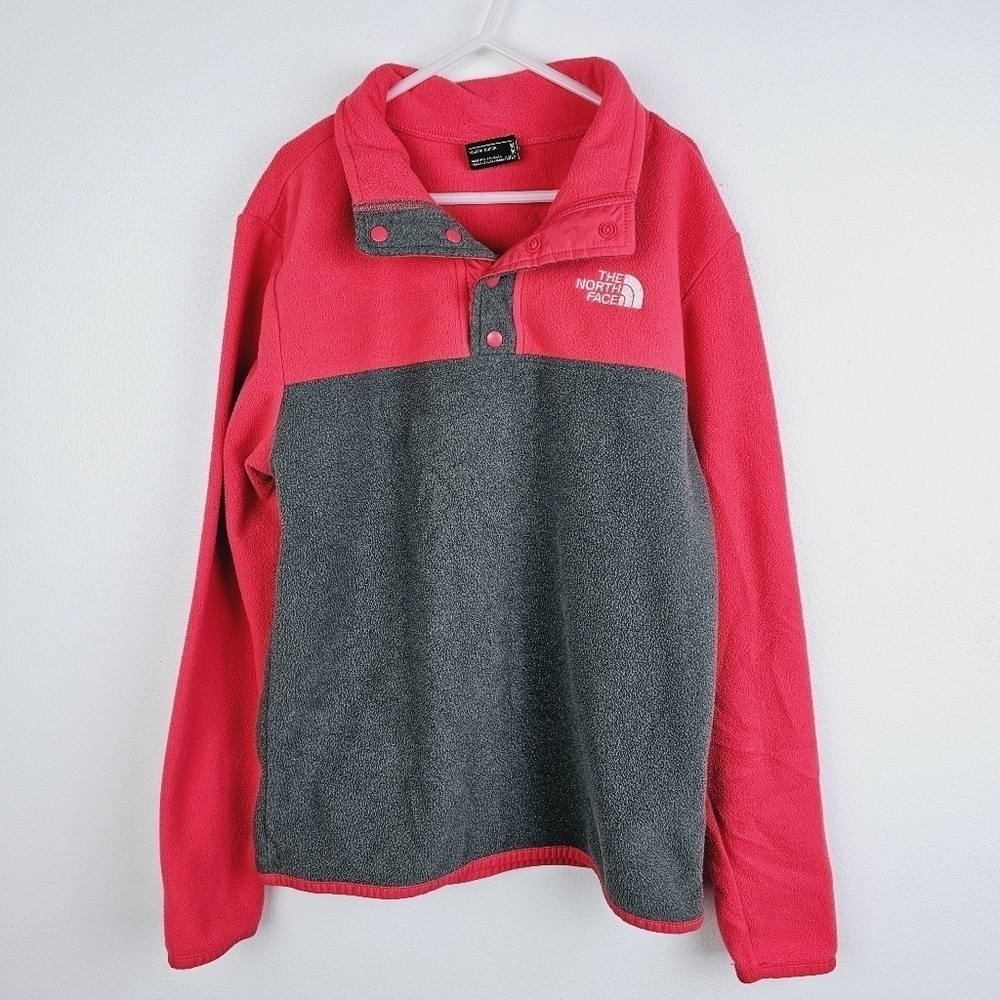 The North Face Coral & Gray 1/4 Zip Fleece Pullover